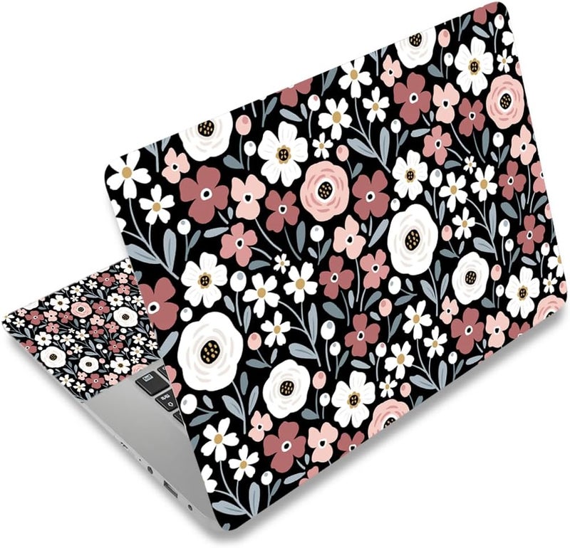 Lauspuck Laptop Notebook Skin Sticker Cover Decal, 13" 13.3" 14" 15" 15.4" 15.6 inch Laptop Vinyl Skin Sticker Cover Art Protector Netbook, Cute Floral - Image 1